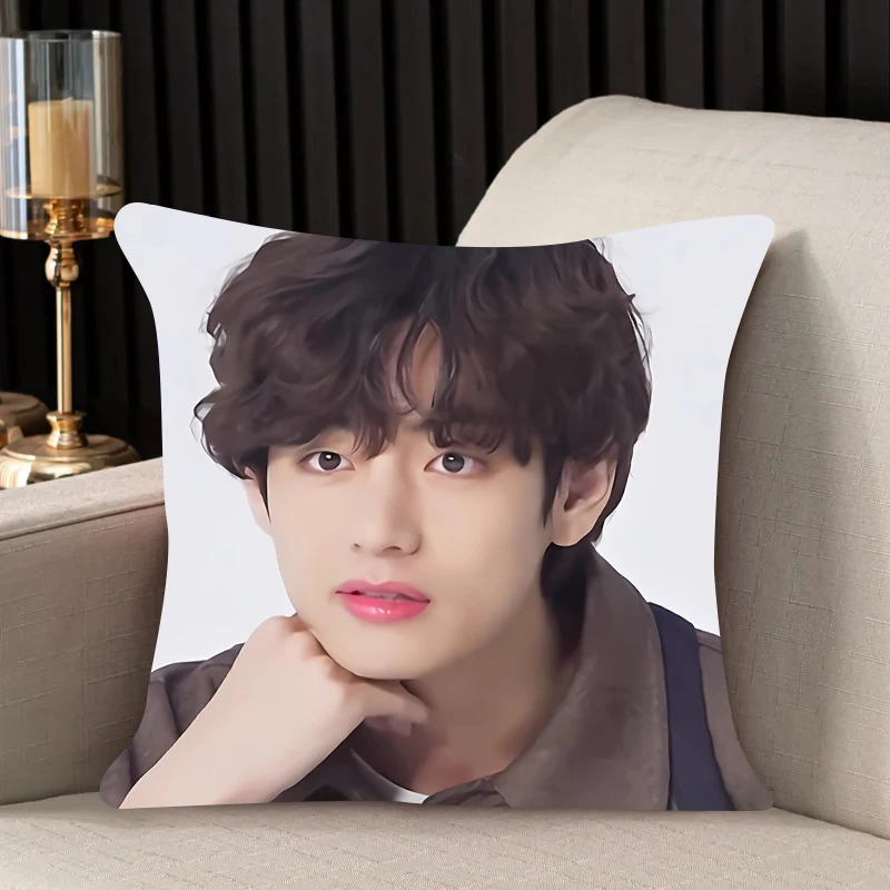 home decor Pillow Cover K-Kim TaeHyungs iving room 40x40 car restaurant deck chair Dakimakura Throw Pillows Square Pillowcase