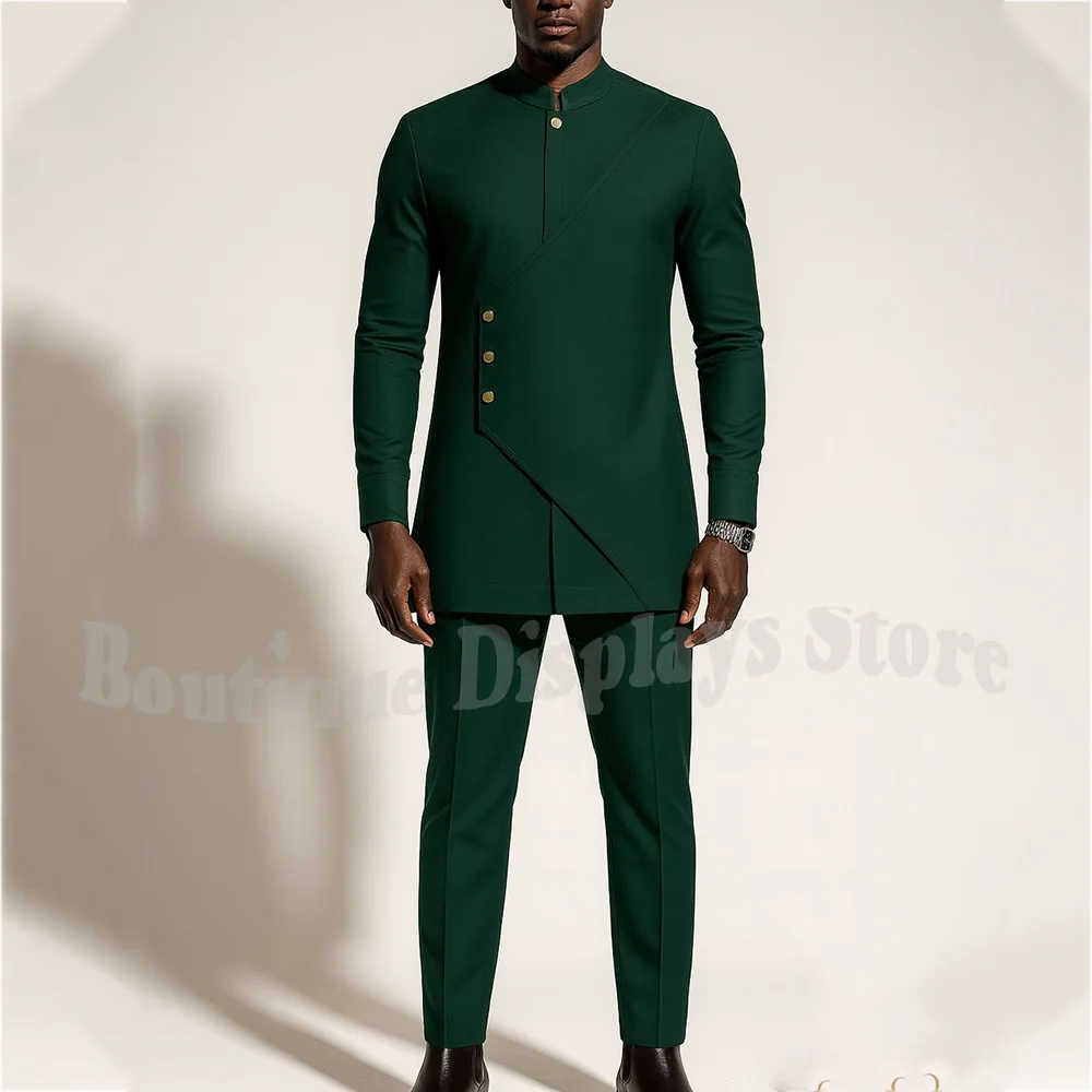 

Роскошный мужской костюм высокого качества из двух предметов (куртка + брюки), элегантный облегающий комплект модной одежды с лацканами-стойкой, уникальный дизайн