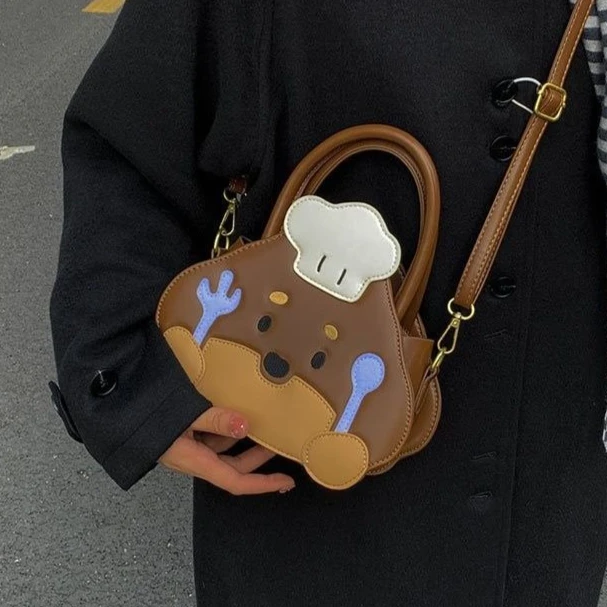 Cute Cartoon Chef Puppy Kawaii Bread PU Leather Crossbody Bag Shoulder Bags Storage Bag Women's Bags Wallet Puese Handbags