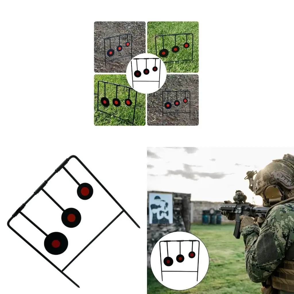 

Q39E Round Three Plate Spinner Targets 360 Rotating Metal Targets Stand Practice Targets Practice Tool Easy to Use
