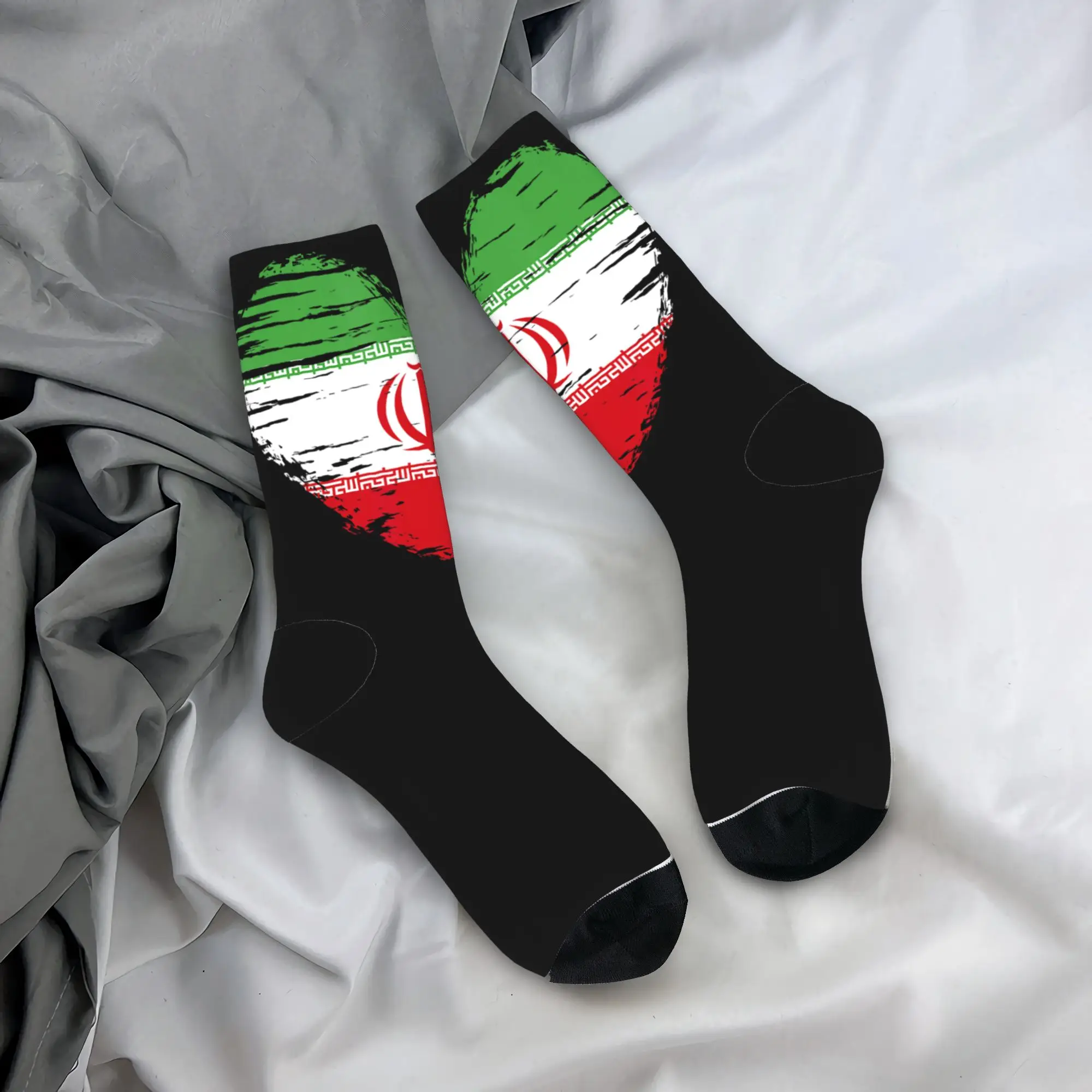 

Men Socks Iran Heart Iranian Flag Iranian Pride Stockings Autumn Trendy Soft Socks Graphic Skateboard Anti Sweat Socks