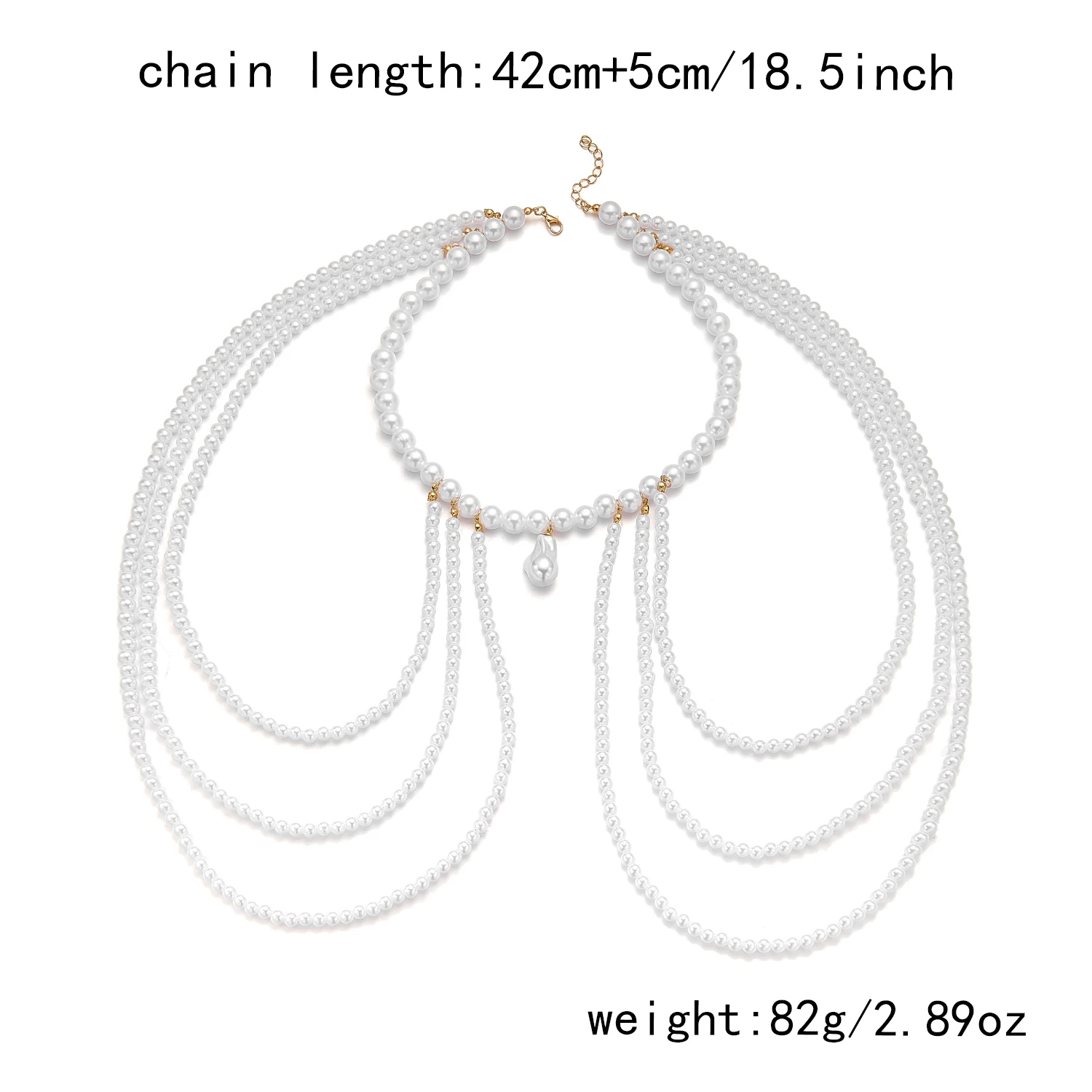 2026 Braut-Quasten-Imitationsperlen-Schulterkette für Damen, minimalistische mehrlagige Perlenkette, Choker, Hochzeitsschmuck – Detail 8