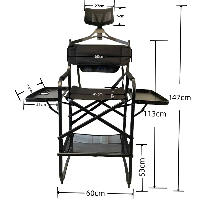 Portable Makeup Artist Director Chair with Side Table Cup Holder Foldable Lightweight Hairstylist Chair for Makeup Salons, Movie