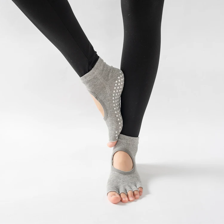 Frauen rücken freie Fünf-Zehen-Yoga-Socken rutsch feste Baumwolle Damen tanzen Balletts ocken öffnen halb atmungsaktive Fitness-Sports ocke für Pilates – Detail 23