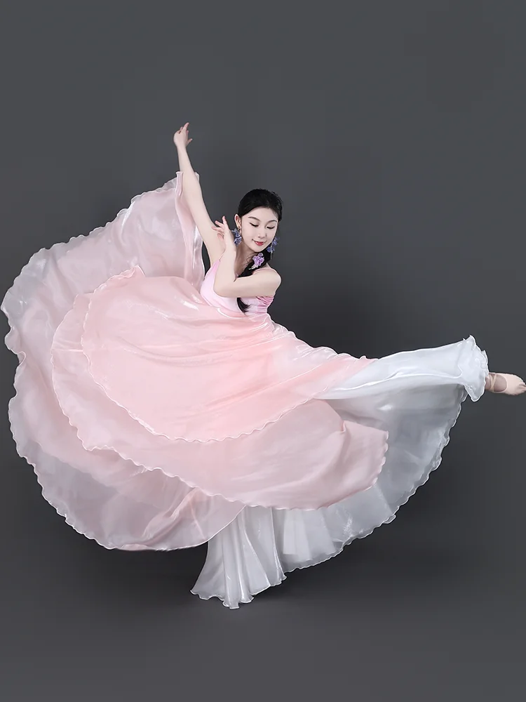 900 Degree Wide Skirt Satin Shine Classical Modern Dance Skirt Art Exam Photography Costume Women's Traditional Chinese Costume 썸네일 3