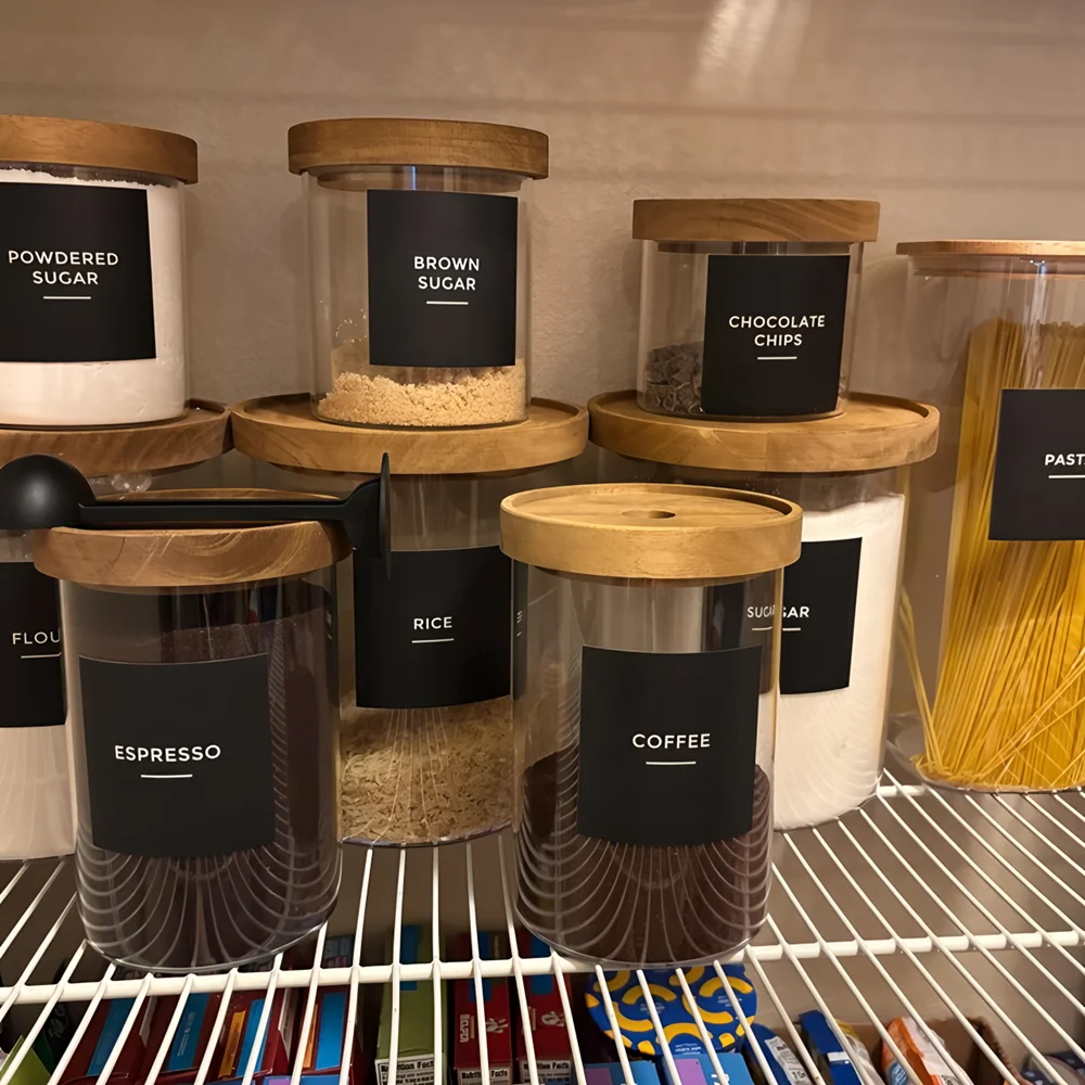 

Spice Jar Labels, Black Round Collection, Water and Oil Resistant Stickers, Kitchen Organization Sticker, Design by The Dweling