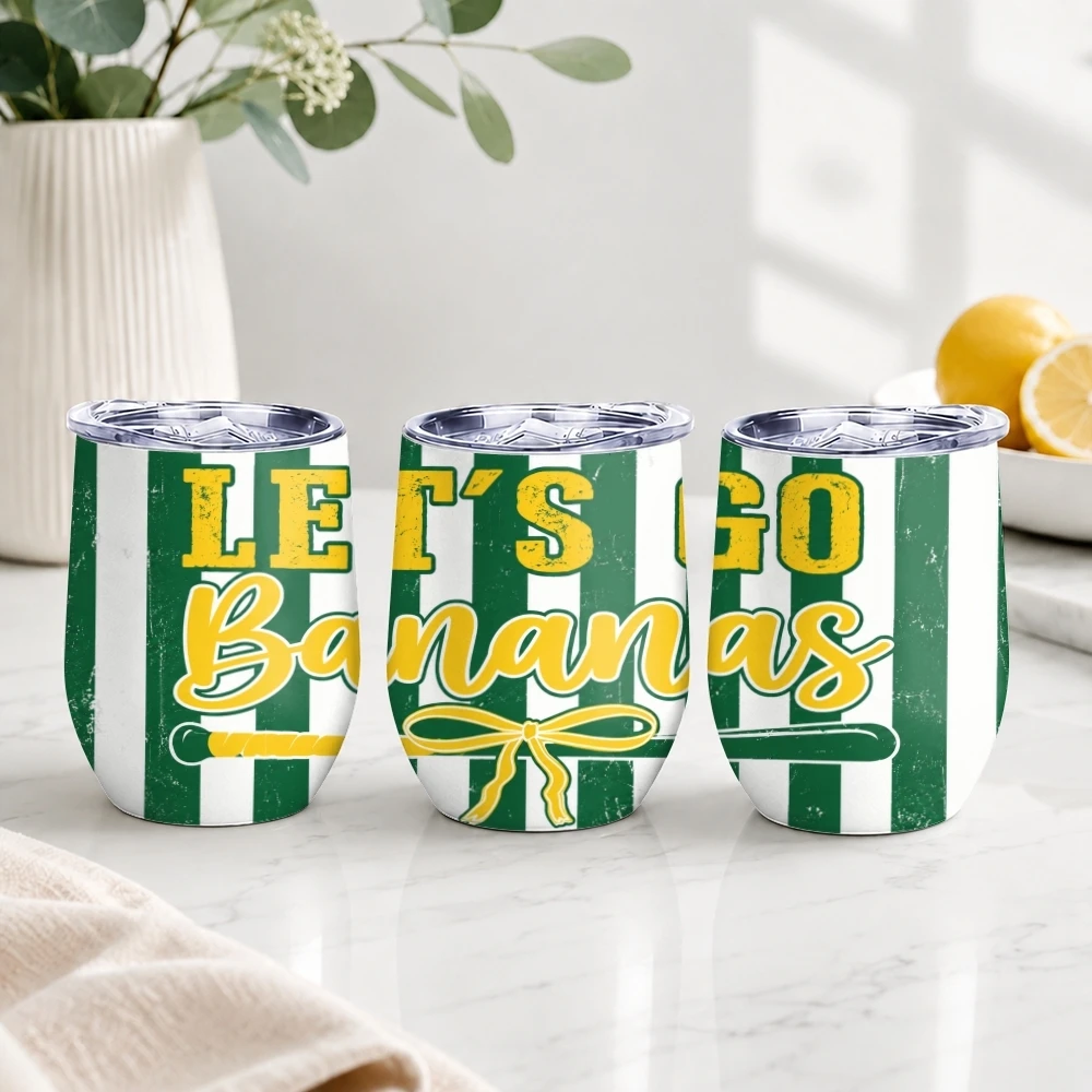 Let's Go Bananas Vacuum Flasks 12oz Insulated with Lid Double Wall Vacuum Stainless Steel Cup Hot & Cold Drink Mug