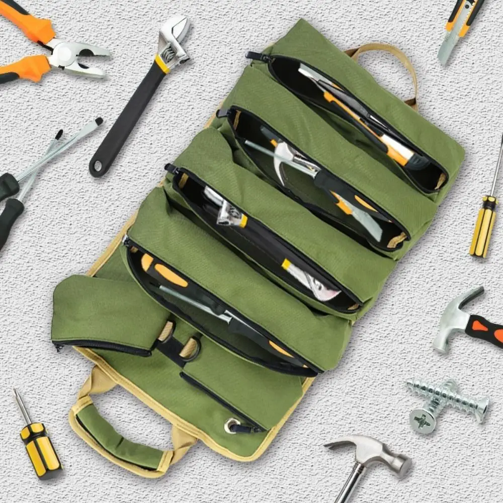 

Сумка для инструментов с несколькими карманами, несколько отделений, прочный материал, оборудование для хранения инструментов, высококачественная свернутая сумка для электрика