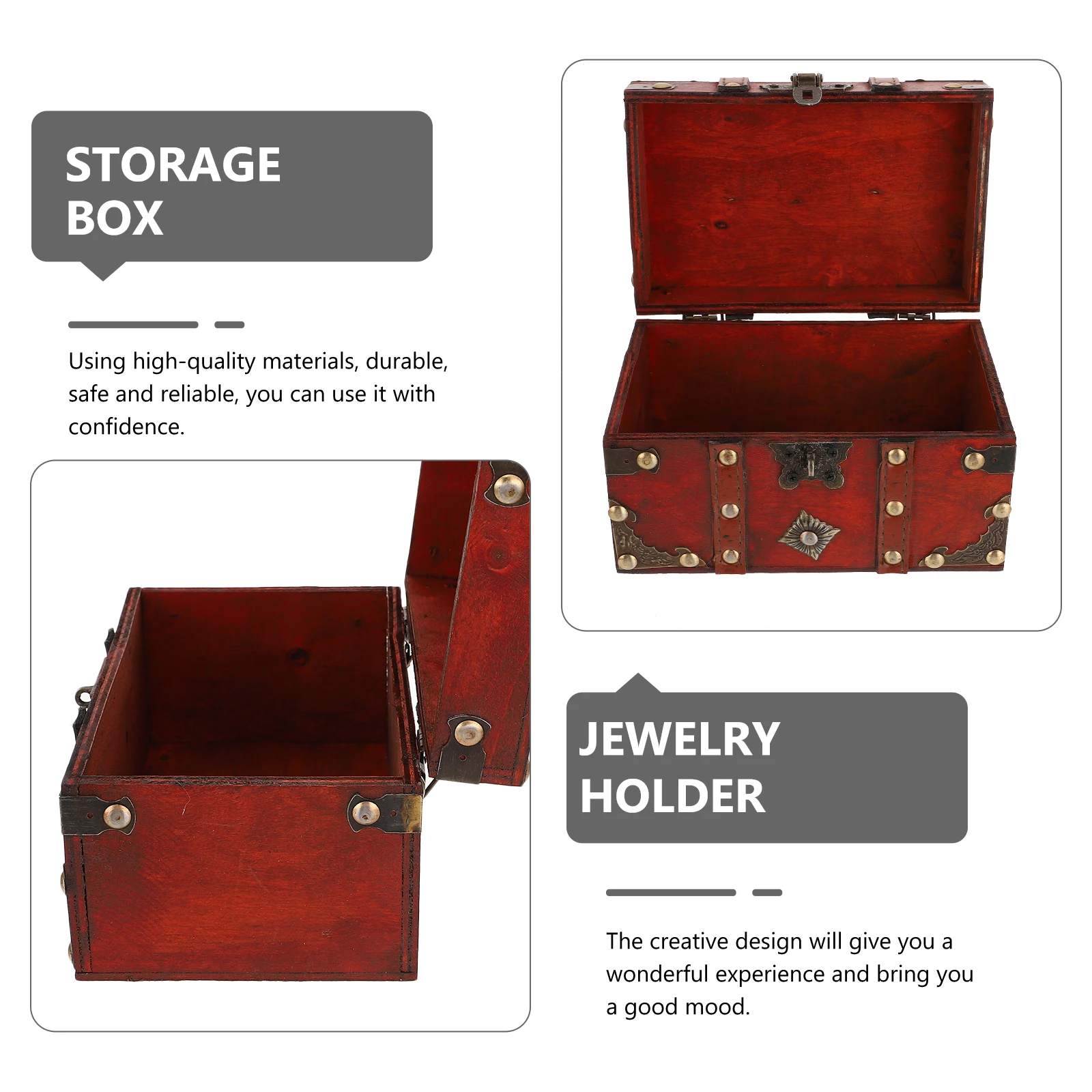 

Wooden Storage Box with Lock Vintage Style Desktop Organizer Sturdy Lightweight Office Home Bedroom Hotel Use Holds Pens Pencils