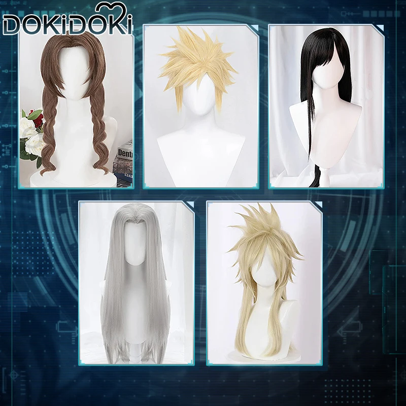 IN STOCK Tifa Lockhart Aerith Strife Sephiroth Ryne Waters Gaia Wig Game FF DokiDoki Women Men Cosplay Wig Free Wig Cap