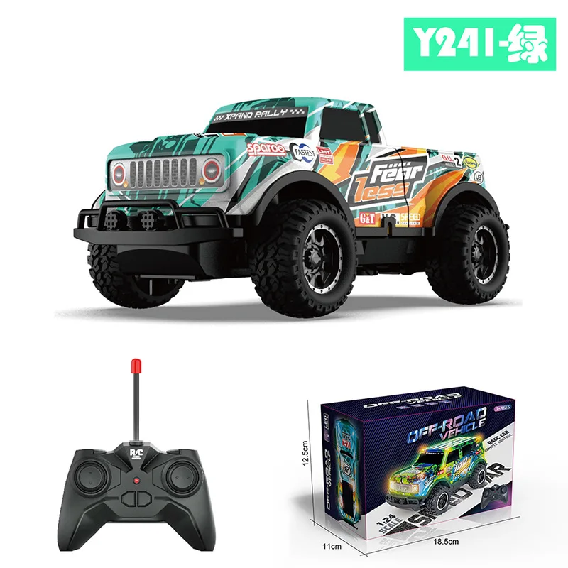 Carro de controle remoto RC off-road com luzes para crianças, brinquedo de simulação, presente sem bateria, novo, 1:24, Y240, 2023