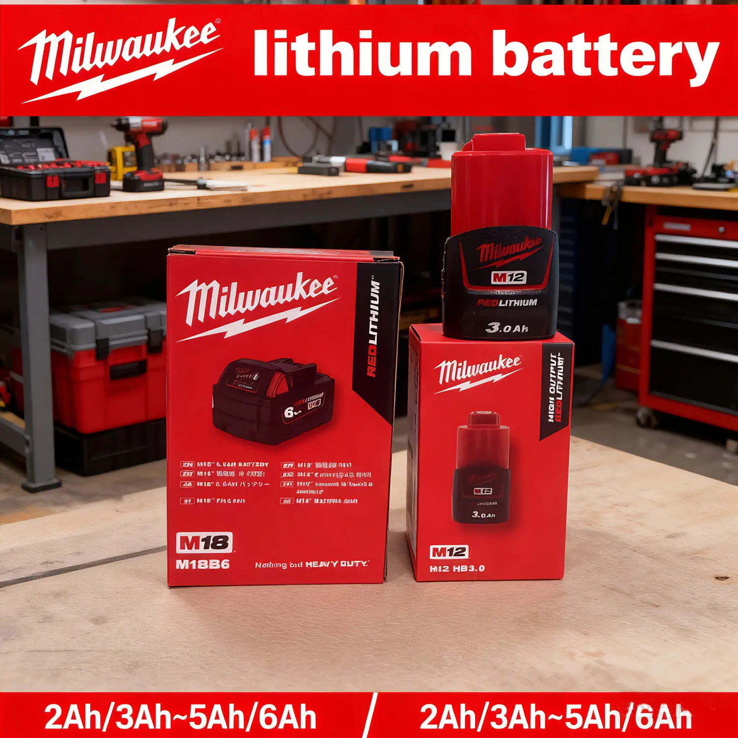 Milwaukee 12V M12/M18 Rechargeable Lithium Battery 48-11-2411 48-11-1860 1850 1840 mil-12a lim12 2ah