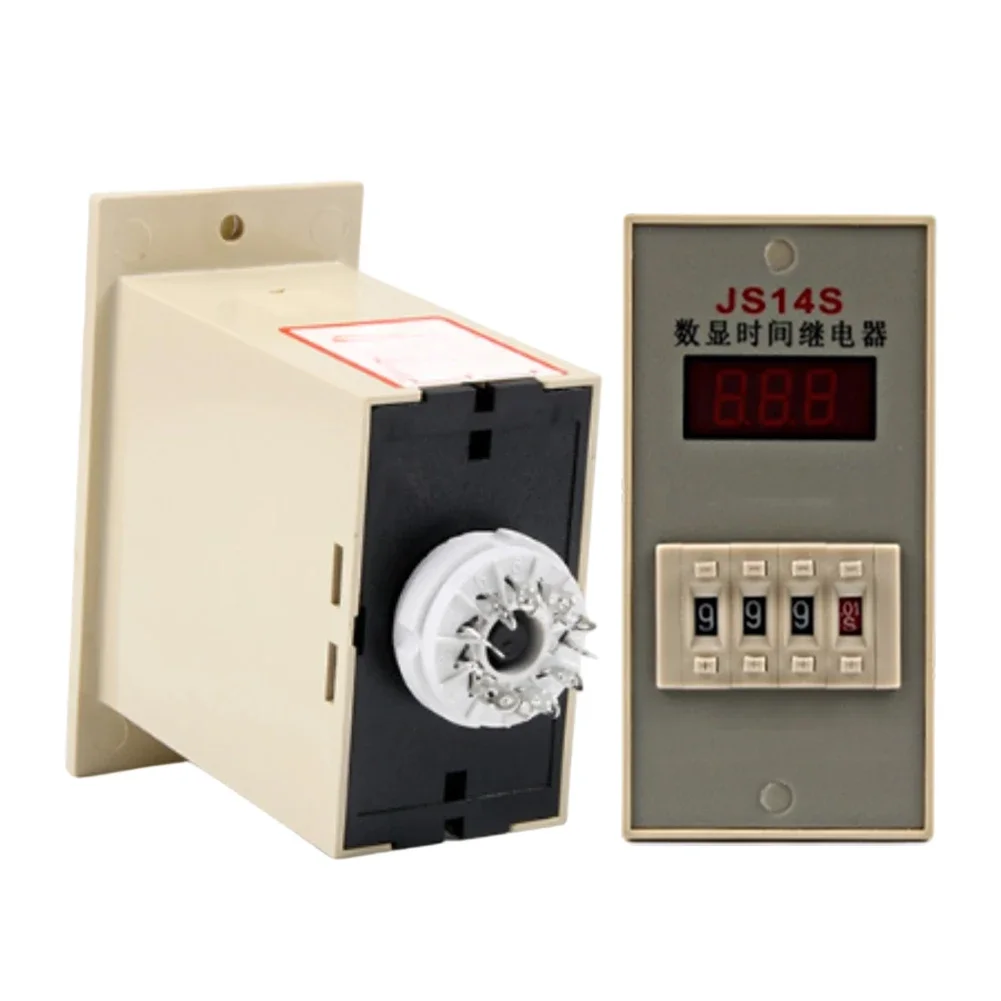 11-pin Socket Base Digital Delay Relay 110.5*104*52MM Programmable Delay Relay With Socket Numeric Display AC 220V