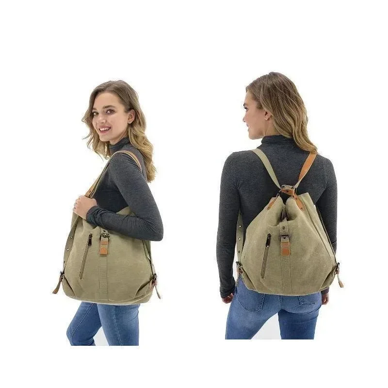 Winter Canvas Women Shoulder Bags High Quality Multi Function Back Pack for Students School Travel Large Capacity Backpacks