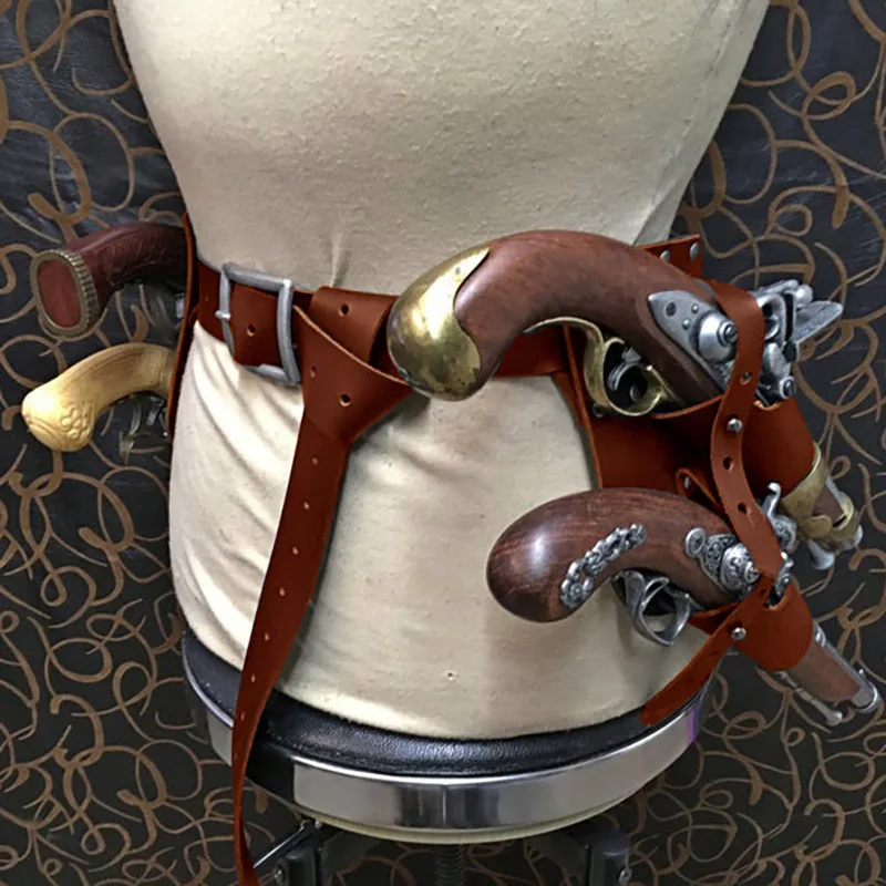 Cinturón de pirata renacentista, funda de pistola Flintlock, soporte de pistola Steampunk Blunderbuss, accesorios de disfraz de vaquero fuera de la garra