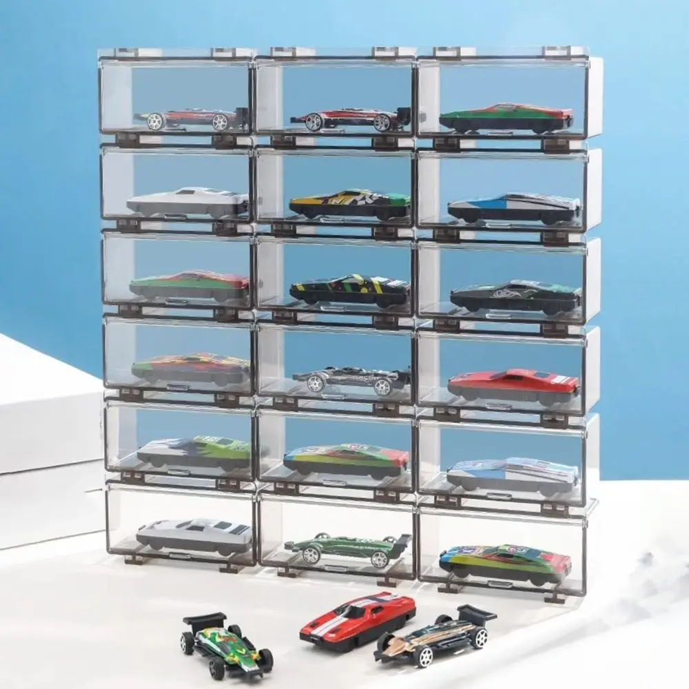 

Practical Plastic Model Car Box Transparent Stackable Car Toys Case 1:64 Diecast Dustproof Cars Toy Organizer Boys Gift