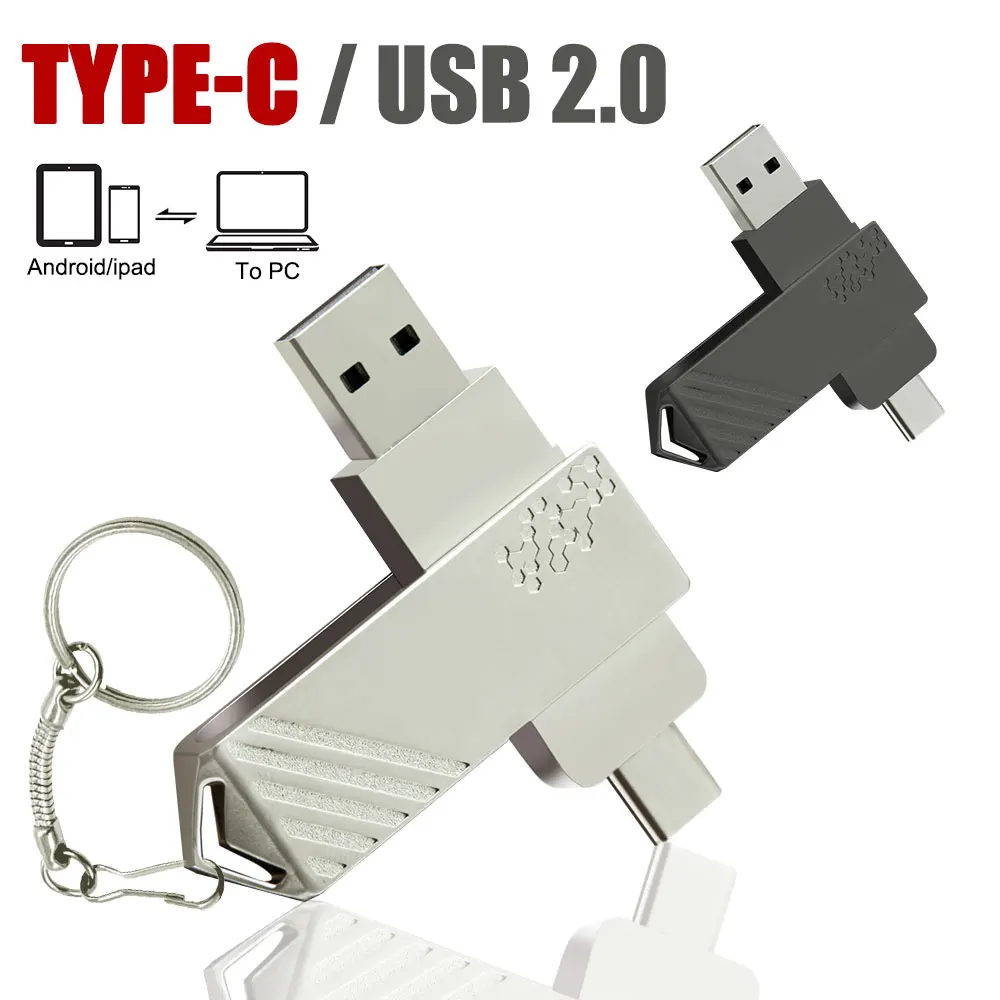 OTG 2 IN 1 pendrive 128GB 64GB cle usb memory 32GB 16GB Type-C pen drive 8GB 4GB flash usb pen Key usb flash stick business Gift