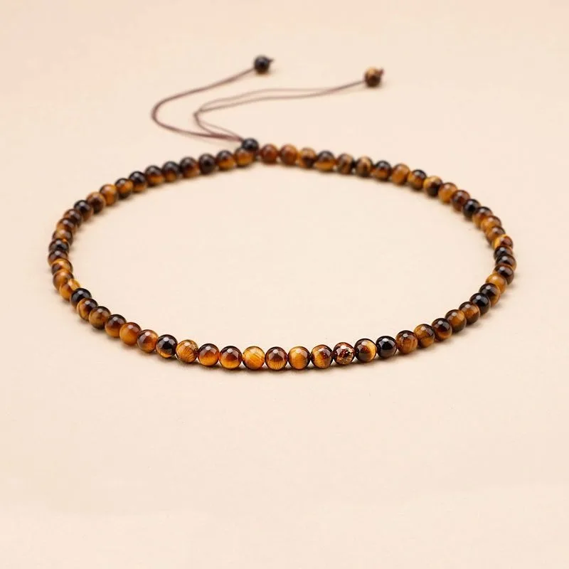 

Ожерелье из бисера с камнем «Тигровый глаз», изысканные, маленькие и универсальные украшения.