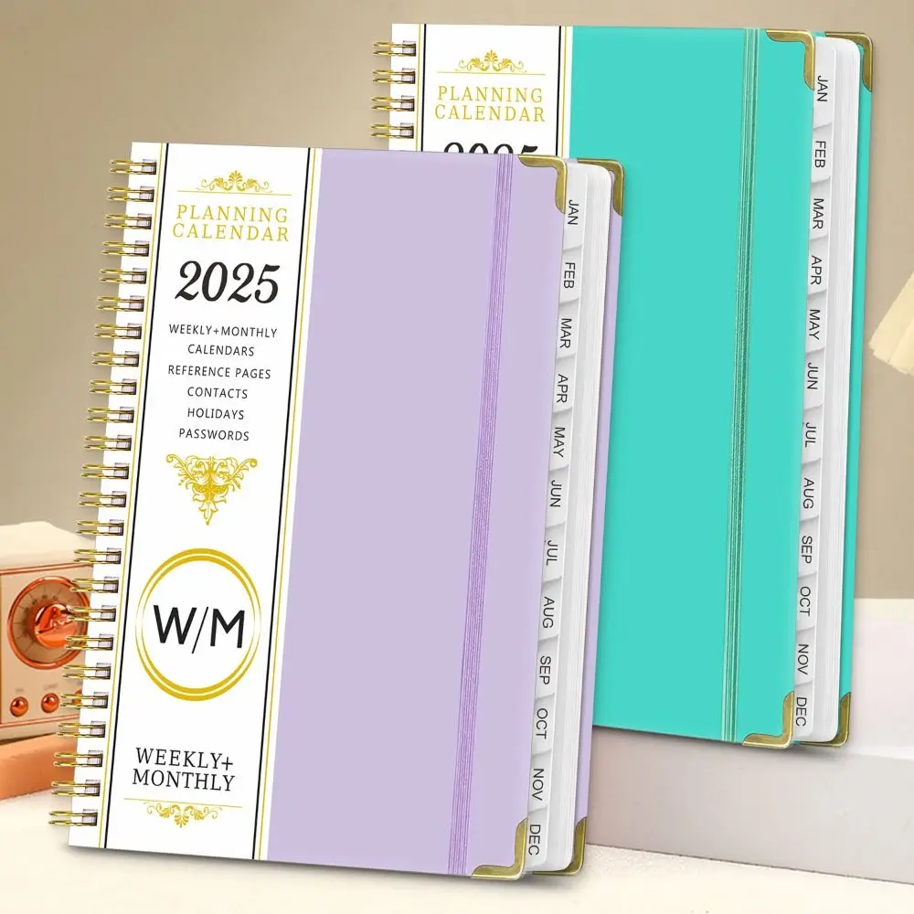 พร้อมแท็กดัชนี COIL 2025 Planner Daily Plan 365 วัน A5 Agenda Notebook ไดอารี่ Notepad Time Organizer