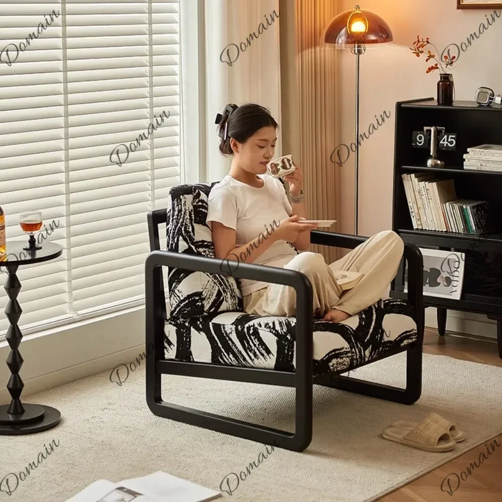 TMV Stylish Armrest Makeup Artist Chair For Living Room Comfortable Wood Recliner Lounge Chair Perfect For Reading And Relaxatio