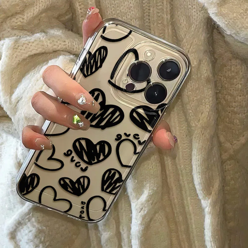 White Love Love Phone Case For Samsung S25 S24 S23 S22 S21 S20 FE Note20 Note10 Plus Ultra Lite 5G Clear Soft TPU Cover