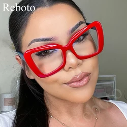 Clear Thick Frame Red Glasses Frame Women Fashion Ooversized Cat Eye Optical Spectacle eyeglasses Frames Trendy Ladies Eyewear