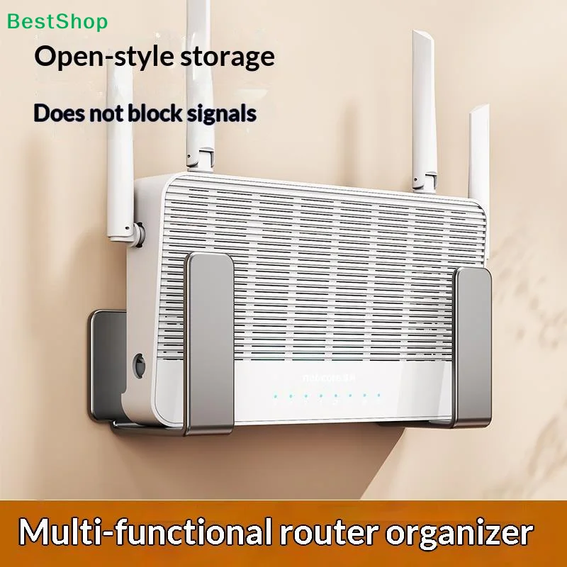 〔R〕No-Drill Wall Mount Router Storage Box | TV Network Fiber Set Topbox Holder | Multi-Functional Media Device Shelf For TV