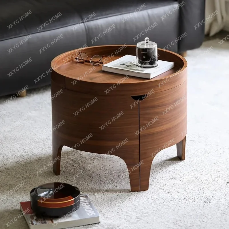HHRetro style black walnut/YUAN storage tray round coffee table side table
