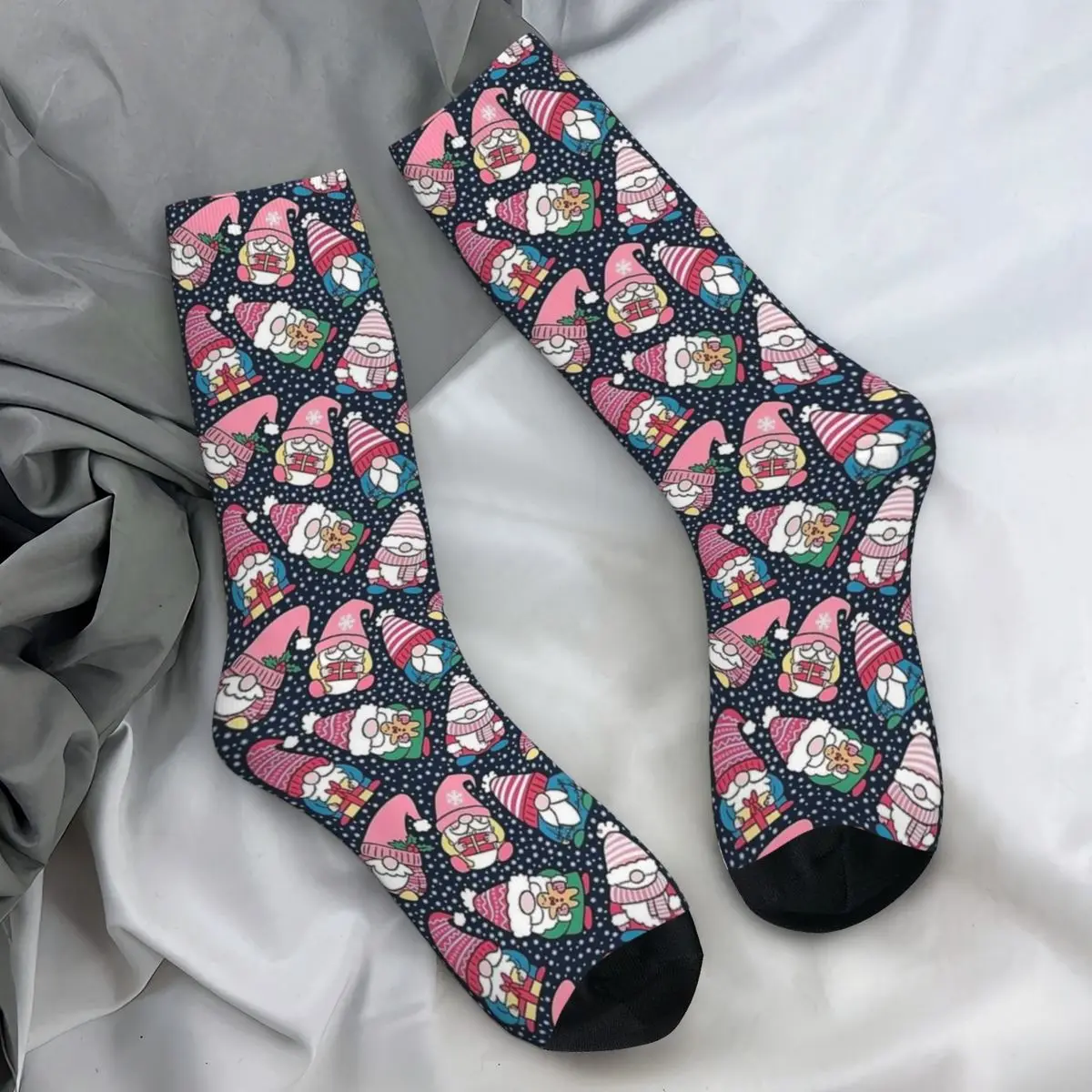 Cute Christmas Gnomes Socks Winter Dots Print Stockings Modern Adults Men Soft Socks Custom Running Anti Bacterial Socks