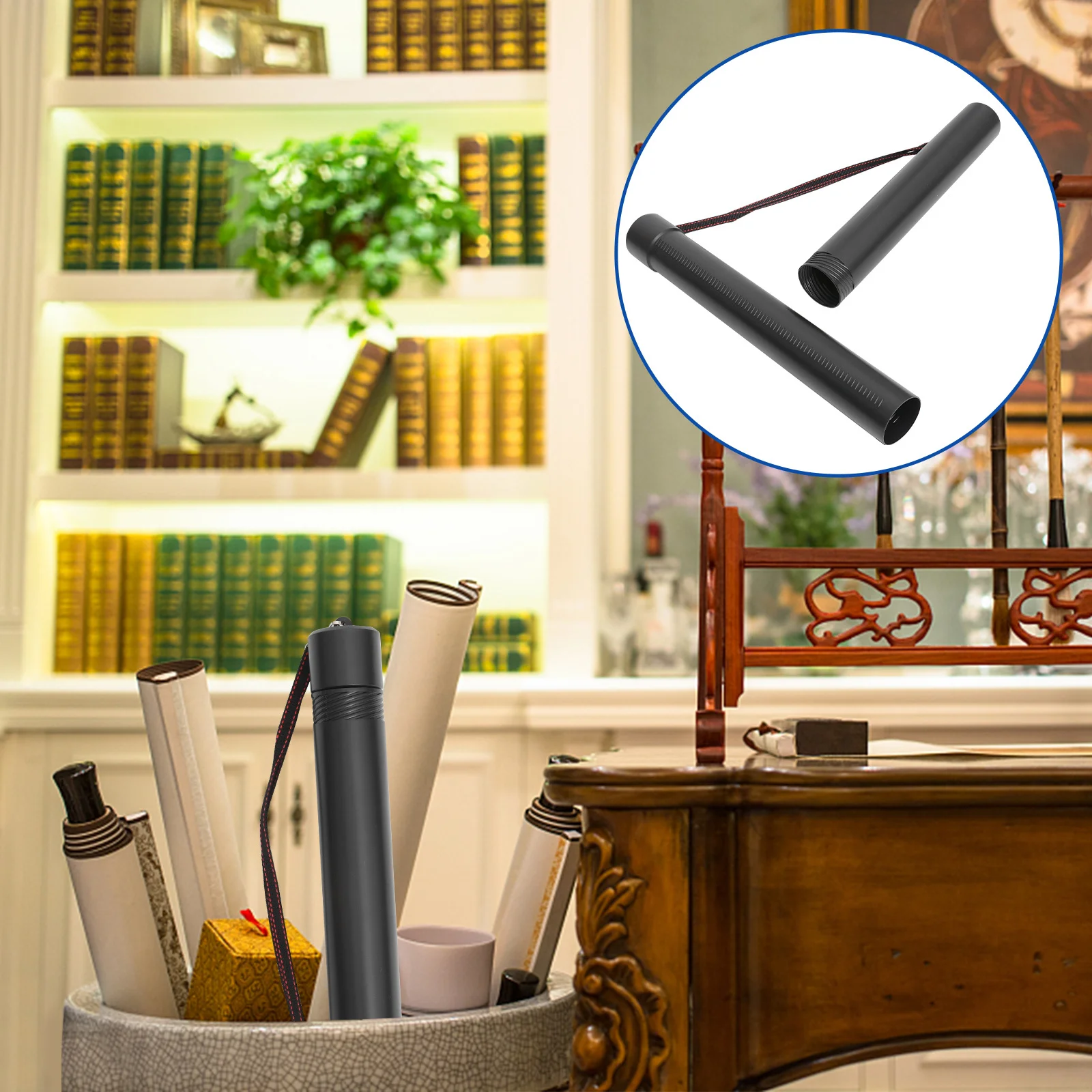 1 قطعة حامل التمرير الدوارة البلاستيك تمتد أنبوب المدمجة المحمولة رسم ورقة ملصق تخزين حزام قابل للتعديل لون عشوائي