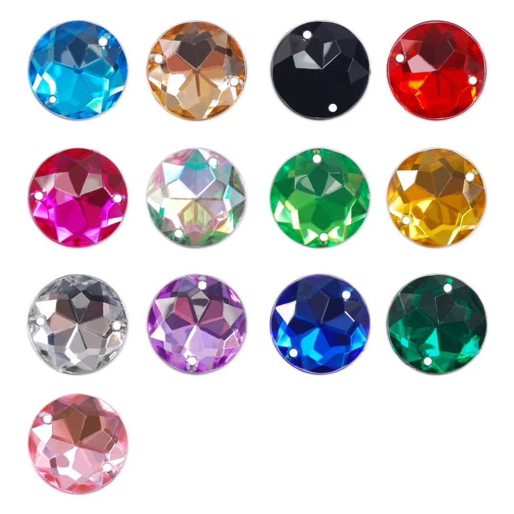 8 10 12 14 16mm Size Round Shape Sew On Rhinestones Crystals Two Holes Resin Stones For Garment Fabric Sewing Accessories