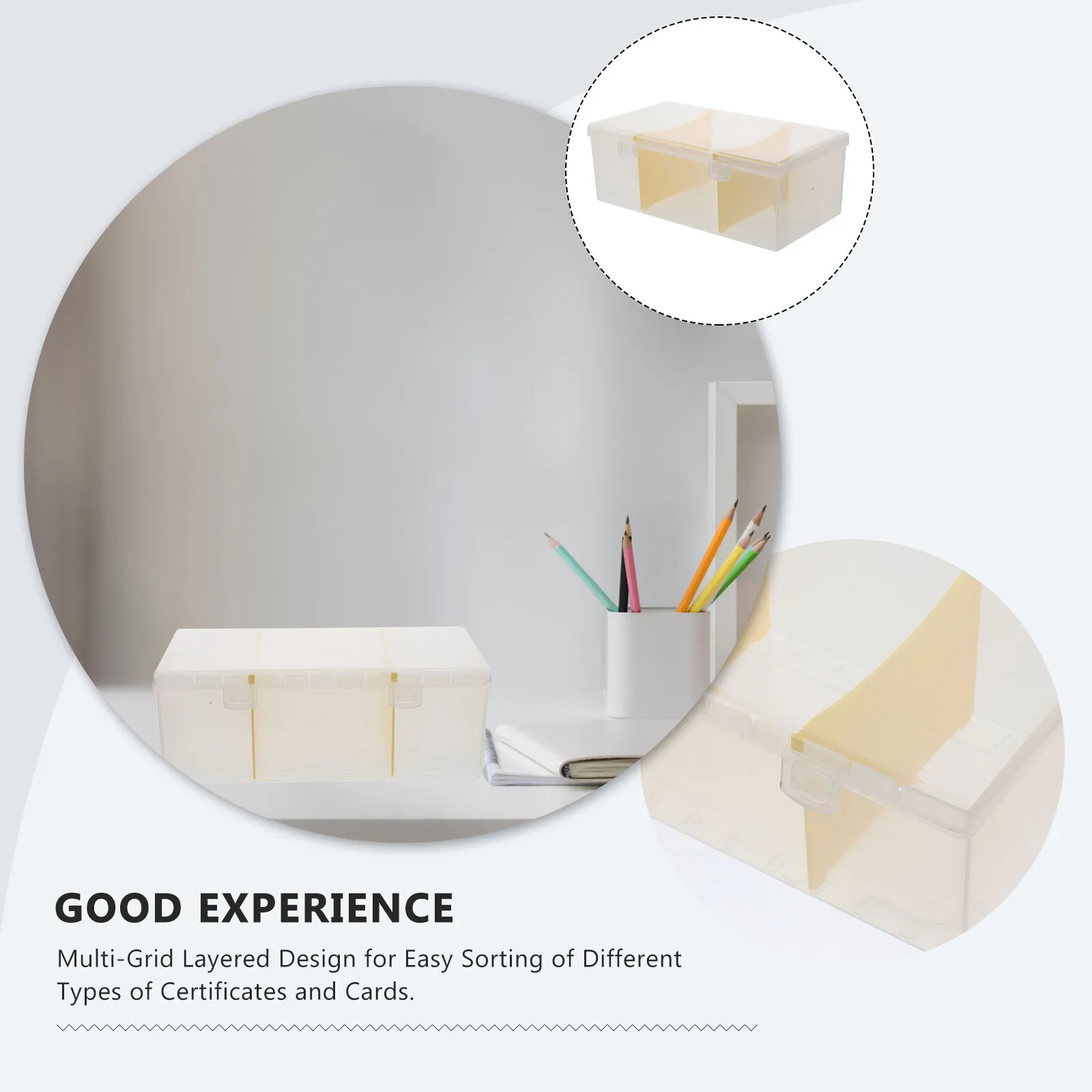 Transparent Card Box for Desk with Certificate Sorting Office Accessory Clear Plastic Business Cards Holder Storage Case