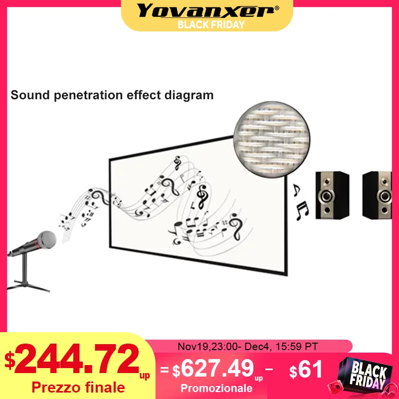 Yovanxer Sound Akustische Transparent Projektor Bildschirm Weben Perforierte Aluminium Legierung Beflockung Festen Rahmen
