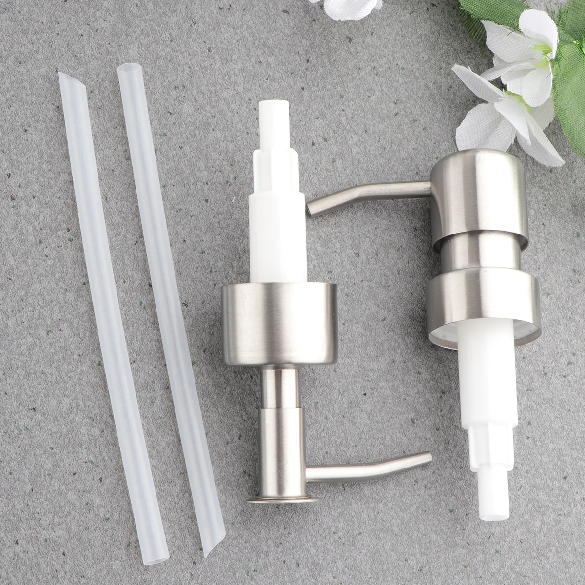 

2Pcs Stainless Steel Soap Dispenser Pump Replacement Rust Resistant Long Nozzle for Liquid Soap Lotion Hand Washing