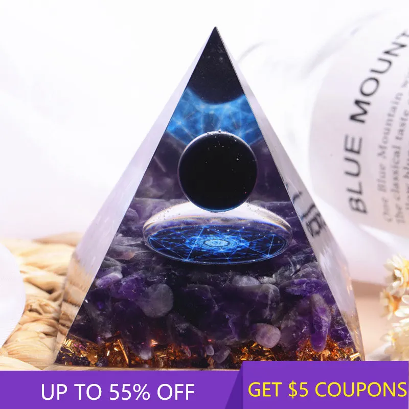 

AAA Natural Obsidian Quartz Crystal Sphere Ball Orgonite Pyramid Tower Reiki Healing Orgone Amethyst Chip Stone Meditation Decor