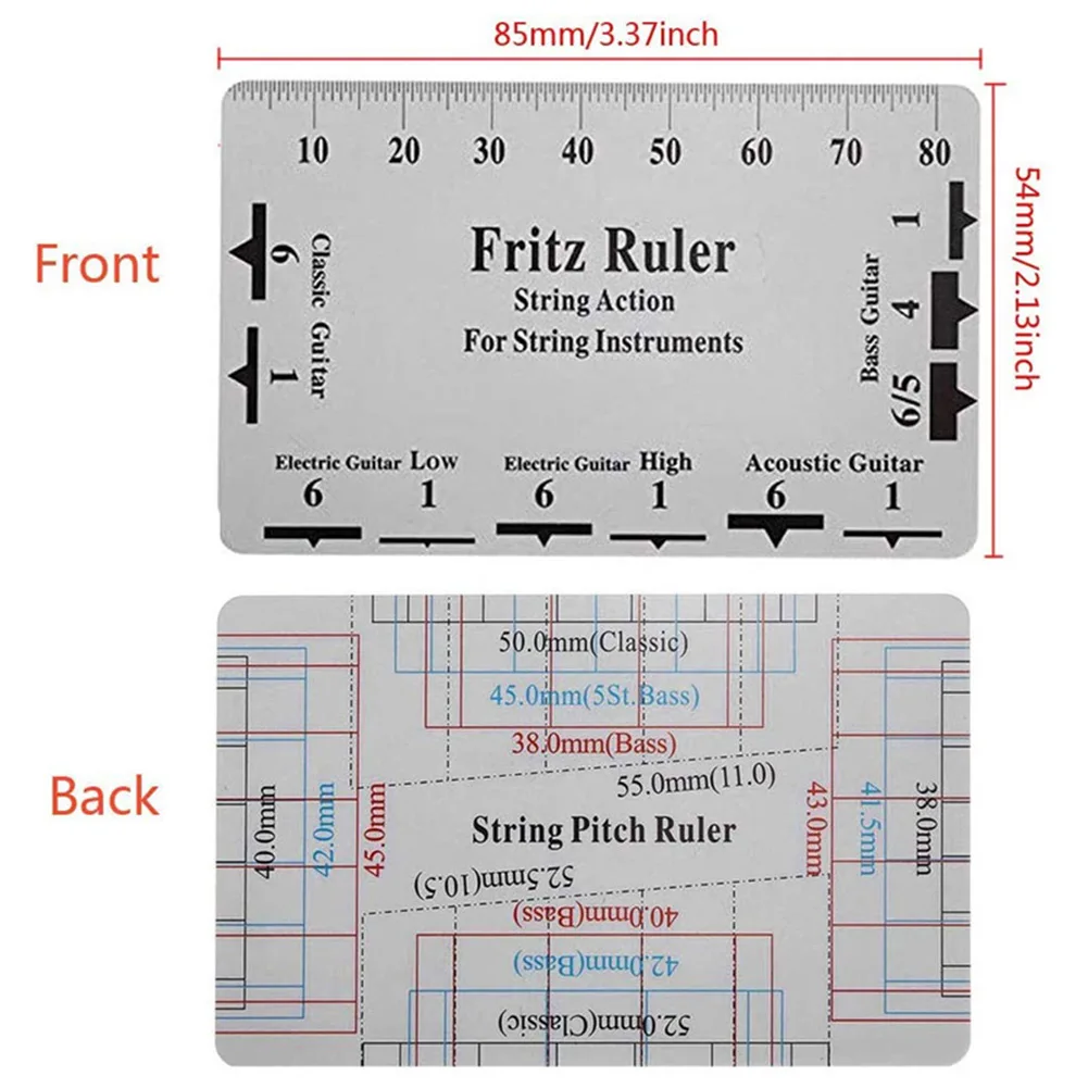 Guitar Neck Notched Straight Edge Ruler Stainless Steel Fret Leveling String Actions Gauge Ruler Fret Guitar Level Luthier Tools