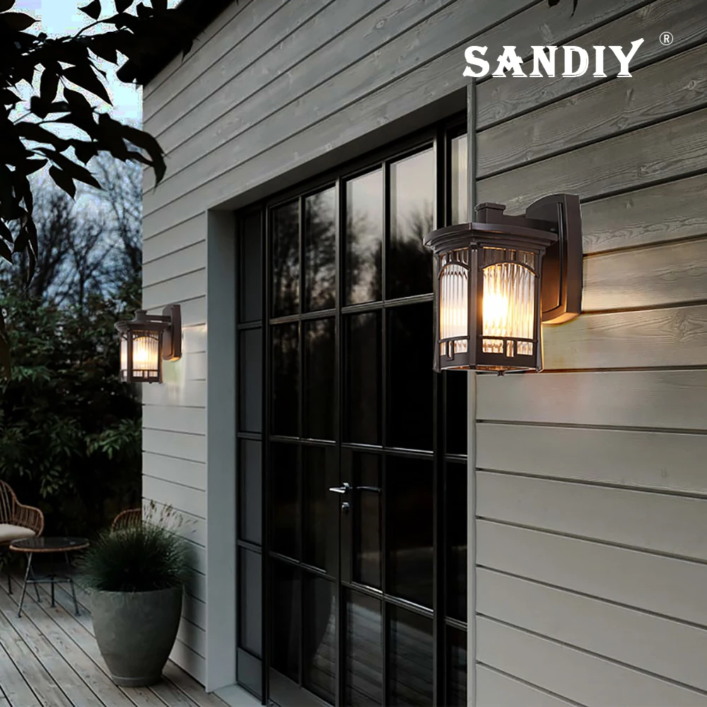 

SANDIY 2022 Outdoor Wall Lights Modern Simple Waterproof IP55 Villa Garden Lights Garden Balcony Gate Exterior Wall Lights E27