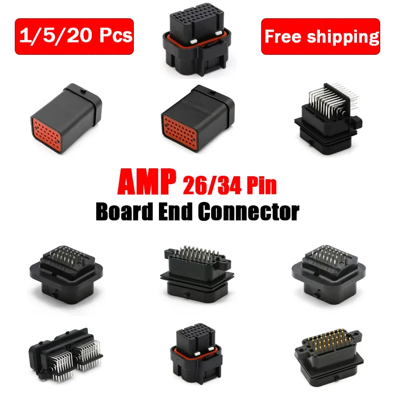 

1/5/20Pcs Smema AMP Connector 26P 34Pin Waterproof Plug Harness Auto Sensor Plug Connector 3-1437290-1 Board End Connector