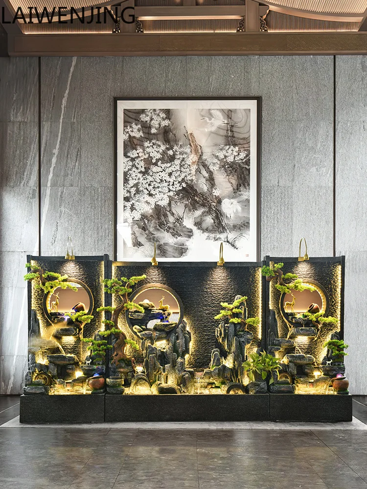 

MJY Chinese Style Water Curtain Wall Fake Mountain Fountain Entryway Floor Display Ornament