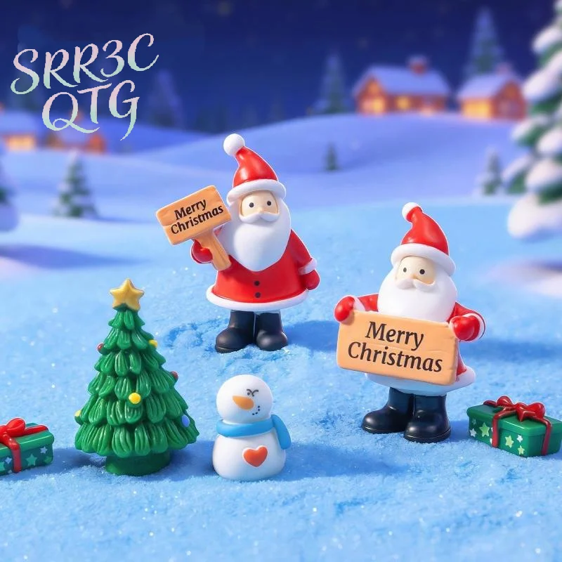 Hot Sale 6Pcs Landscape Dollhouse Ornament Home Decorations Bonsai Decor Christmas Figurines Santa Claus Xmas Miniature Snowman