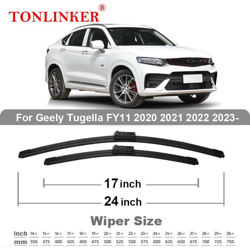 TONLINKER 와이퍼 블레이드 Geely Tugella FY11 2020 2021 2022 2023 자동차 액세서리 프론트 윈드 스크린 와이퍼 블레이드 브러쉬 커터, 차량 액세서리