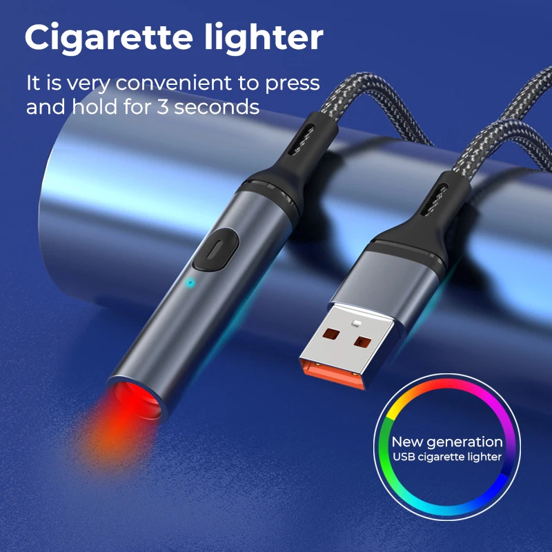 4 In 1 Fast Charging Cable 6A USB Car Cable With Cigarette Lighter Fast Charger For IPhone Type C Micro-USB Phone Accessories