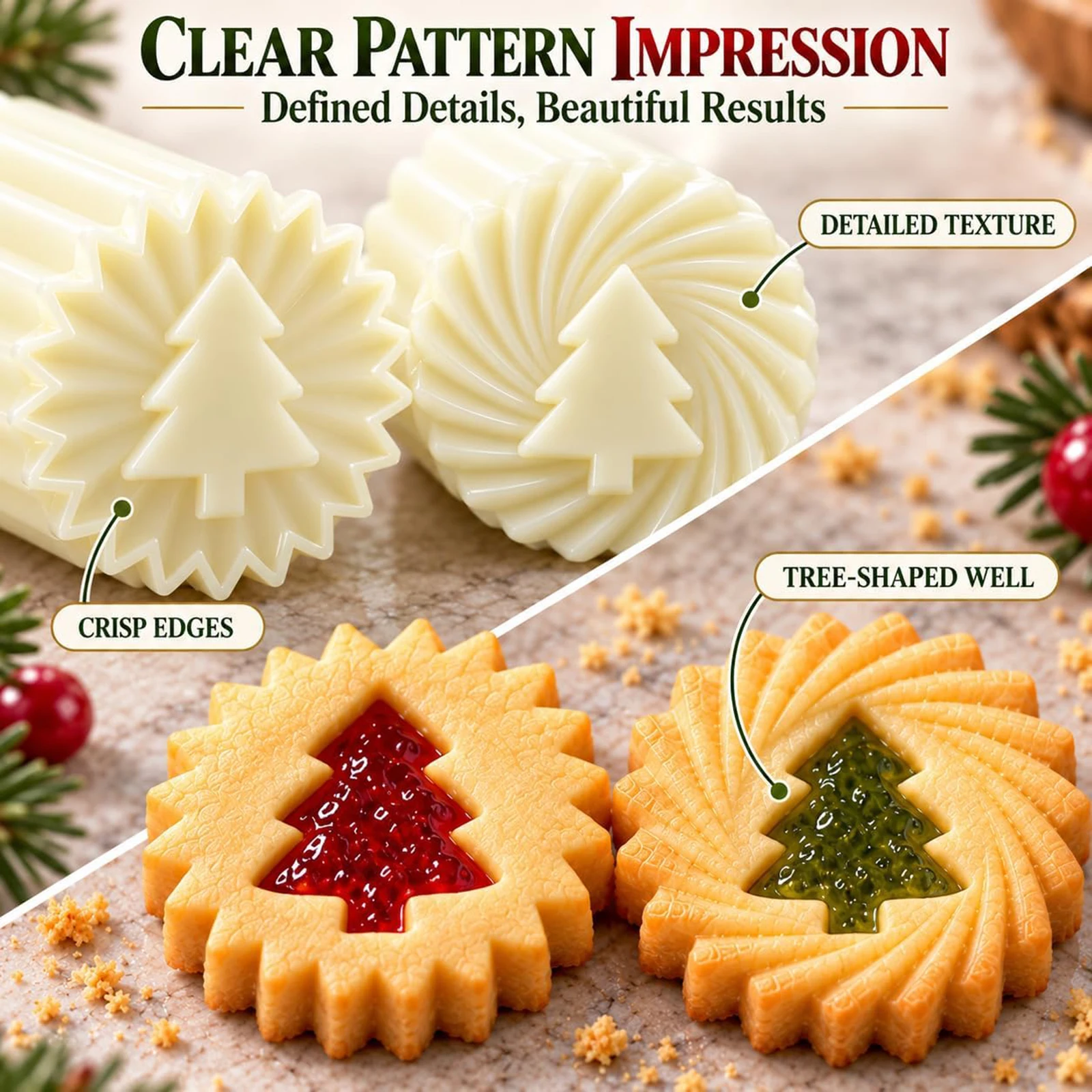 2-in-1 Cookie Stamp Double-Sided Pastry Press Baking Tool ABS Round