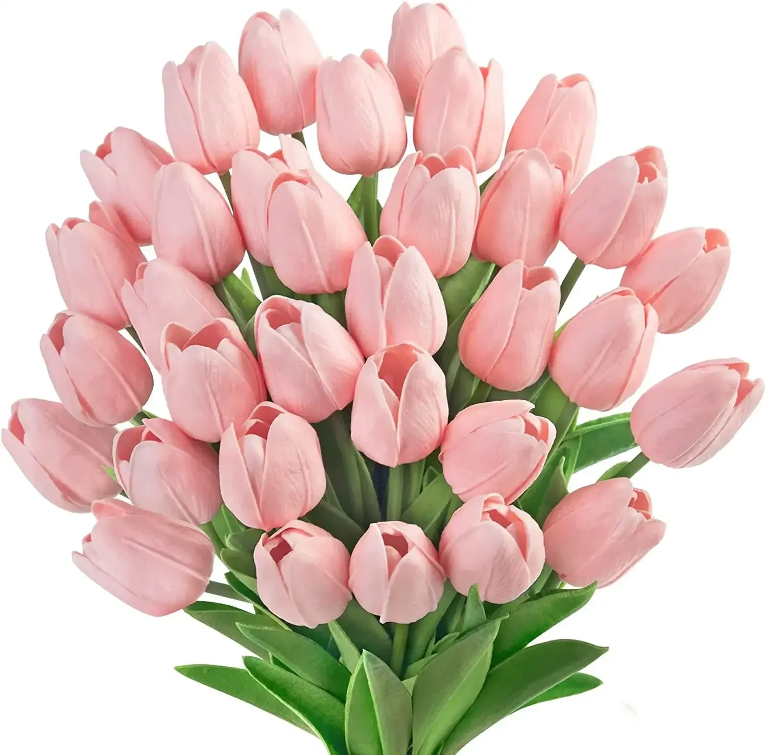 10Pcs Pink Artificial Tulips Flowers Fake Tulips PU Real Touch Faux Flowers Bouquet for Room Office Table Party Spring Wedding