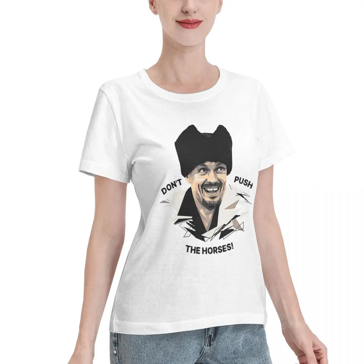 Durable Wear Dont Push The Horses Funny Quote Usyk Women's T-shirt Y2K Short Sleeve Casual Top