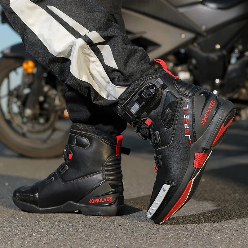2026 New Motorcycle Boots Man Leather Motos Riders Protective Boots Waterproof Non-slip Motocross Mountain Racing Shoes