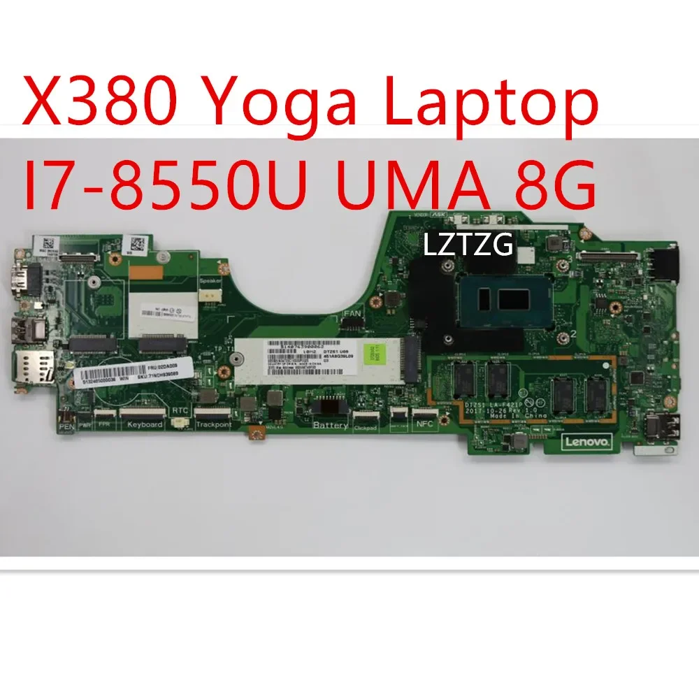 Motherboard For Lenovo ThinkPad X380 Yoga Laptop Mainboard I7-8550U UMA 8G 02DA008 5B20X01170