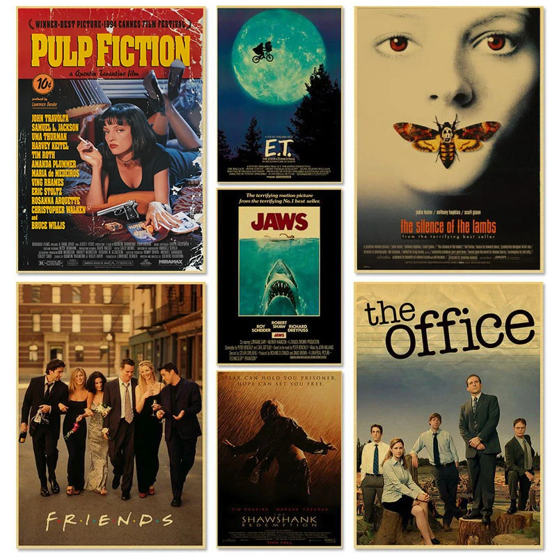 Pintura en lienzo clásica, carteles de películas de FICTION, The Office Friends, TV, decoración Retro de pared para el hogar, póster, imágenes artísticas de pintura de película