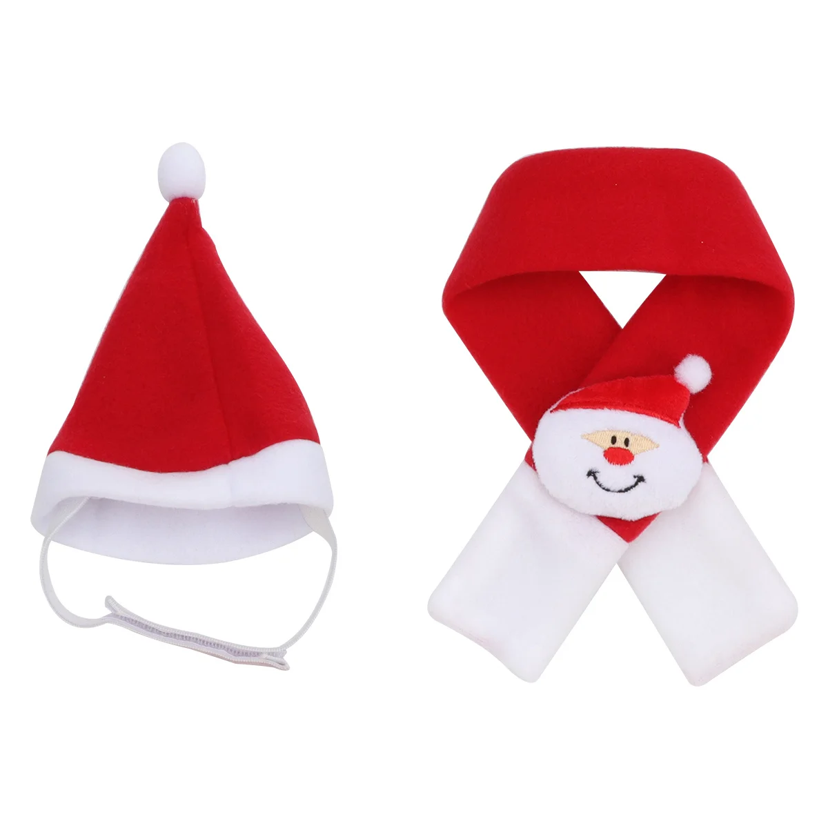 

2Pcs Pet Santa Hat Scarf Christmas Costume Soft Comfortable Xmas Outfit Puppy Kitten Party Photo Accessory Pet Santa Hat Scarf