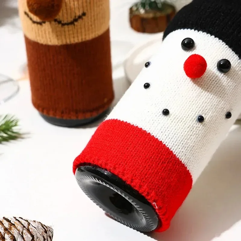 Christmas Wine Bottle Cover Christmas Decoration Santa Claus Snowman Weaving Wine Bottle Bag Merry Christmas Decoration